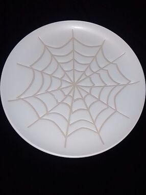White Decorative Plate with Spider Web Accent - 2 Pack